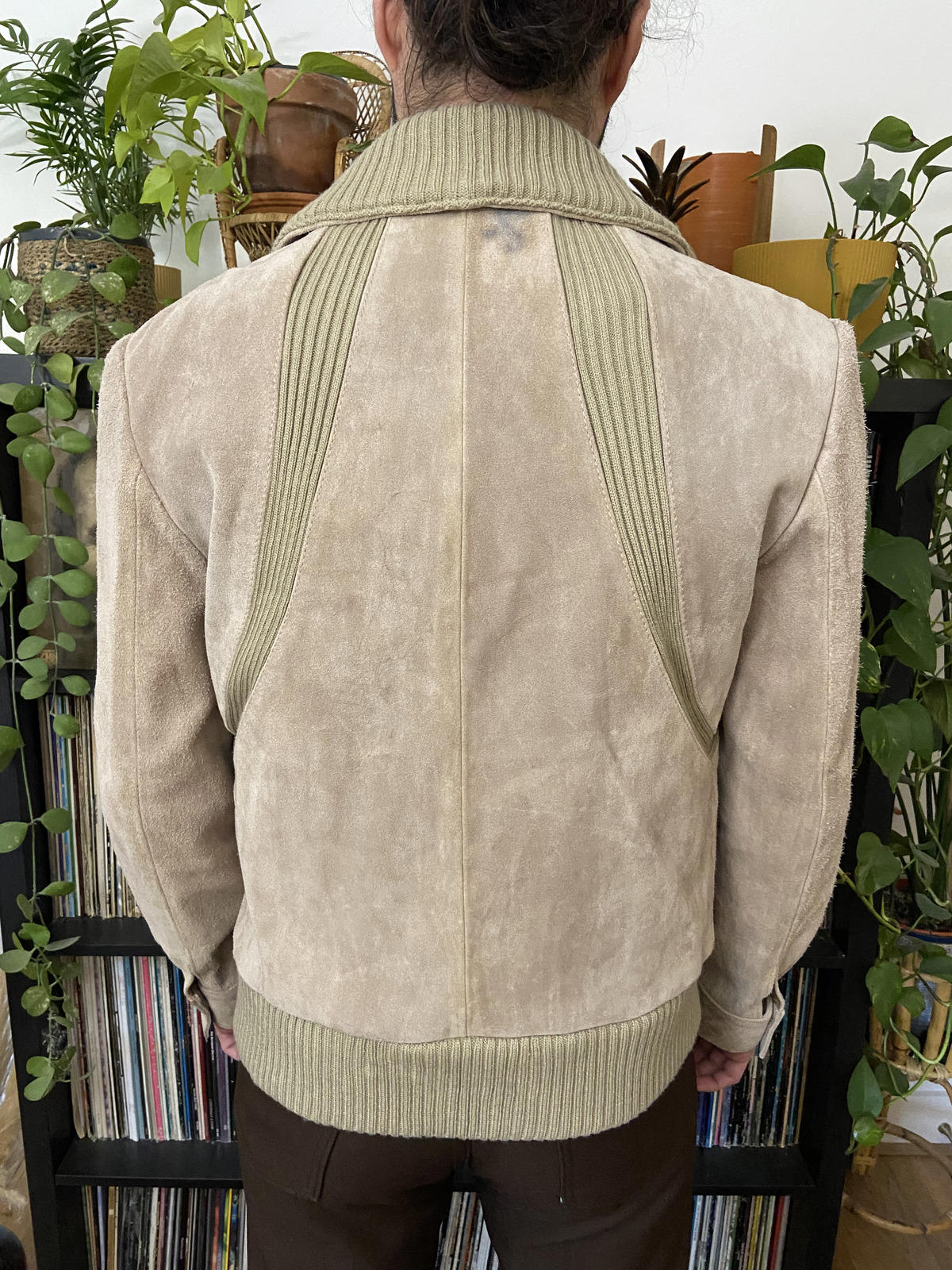 Vintage 1970s Beige Suede Racing Jacket