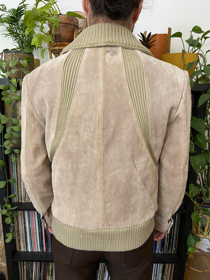 Vintage 1970s Beige Suede Racing Jacket