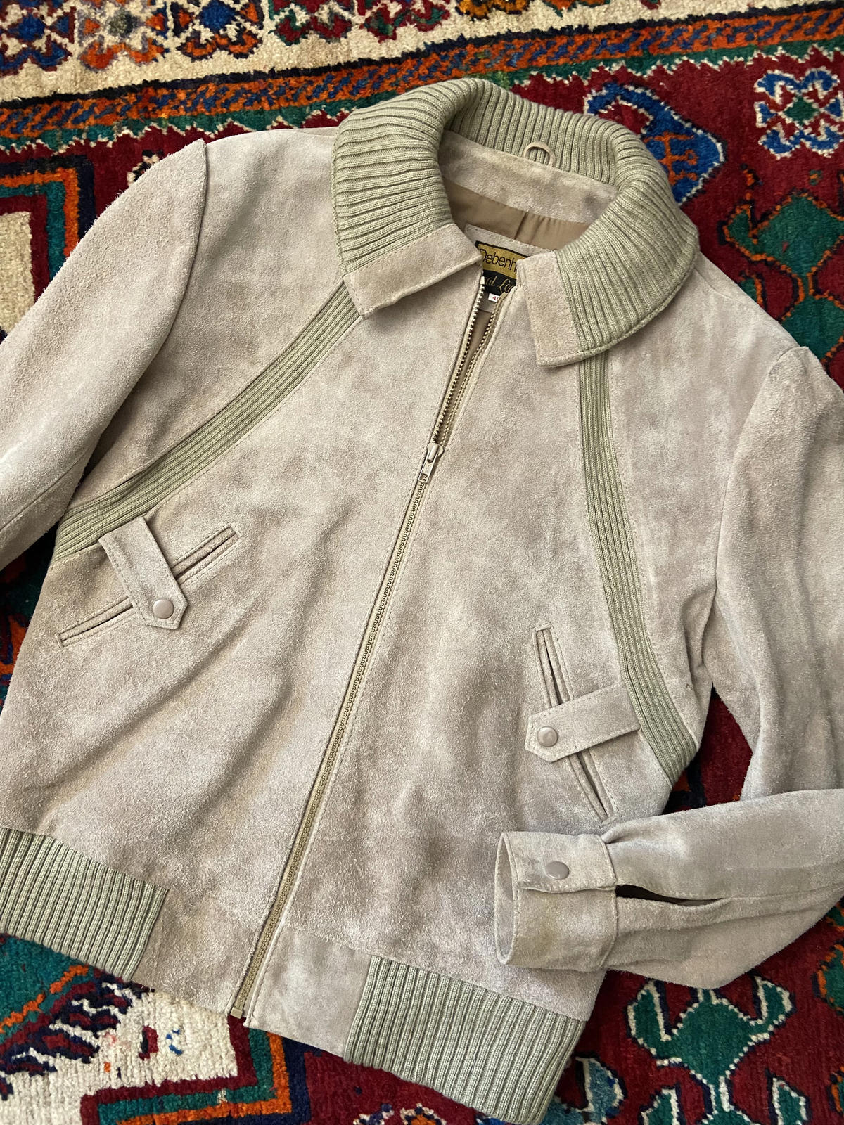 Vintage 1970s Beige Suede Racing Jacket