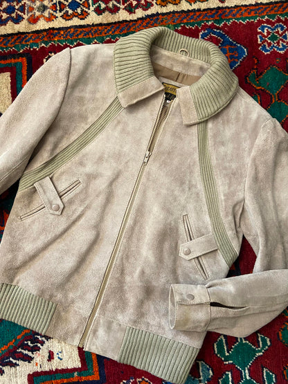 Vintage 1970s Beige Suede Racing Jacket