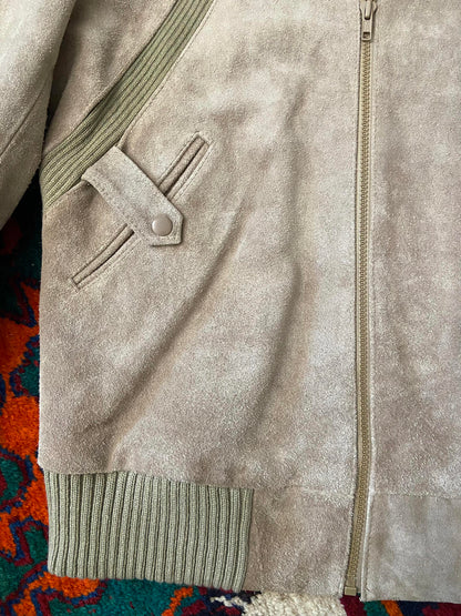 Vintage 1970s Beige Suede Racing Jacket