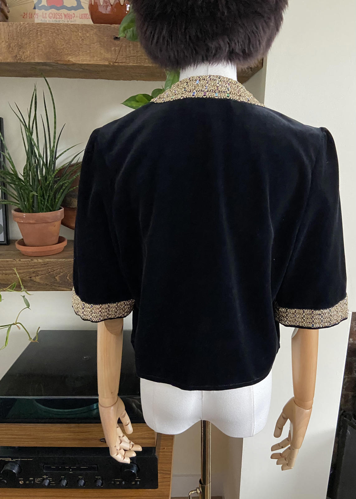 Vintage 1960s Black Velvet Cropped Jacket