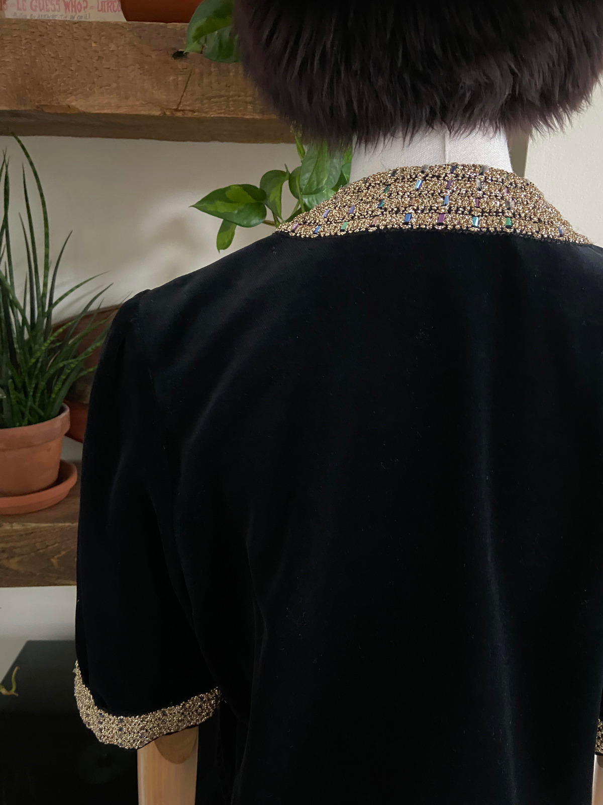 Vintage 1960s Black Velvet Cropped Jacket