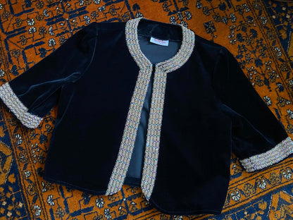 Vintage 1960s Black Velvet Cropped Jacket