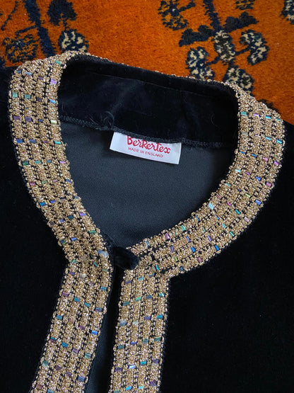 Vintage 1960s Black Velvet Cropped Jacket