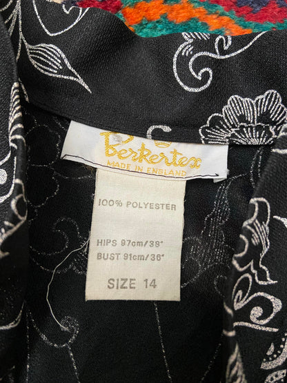 Vintage 1970s Black White Pussybow Dress