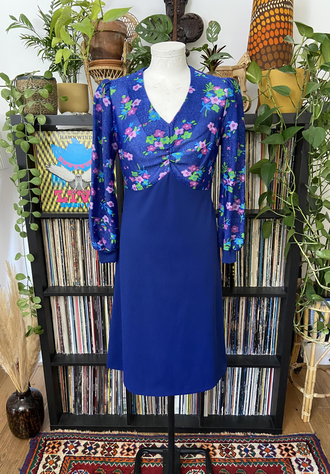 Vintage 1970s Blue Glitter Dress