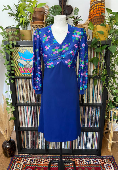 Vintage 1970s Blue Glitter Dress