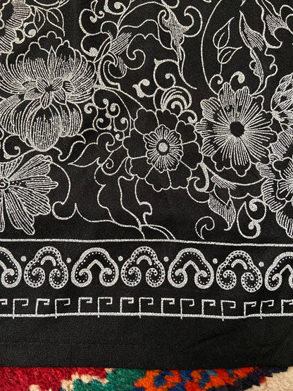 Vintage 1970s Black White Pussybow Dress