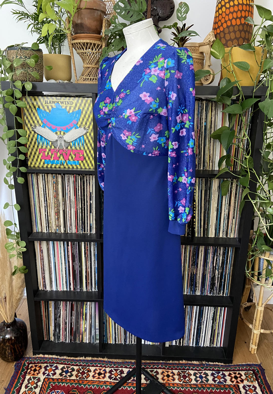 Vintage 1970s Blue Glitter Dress