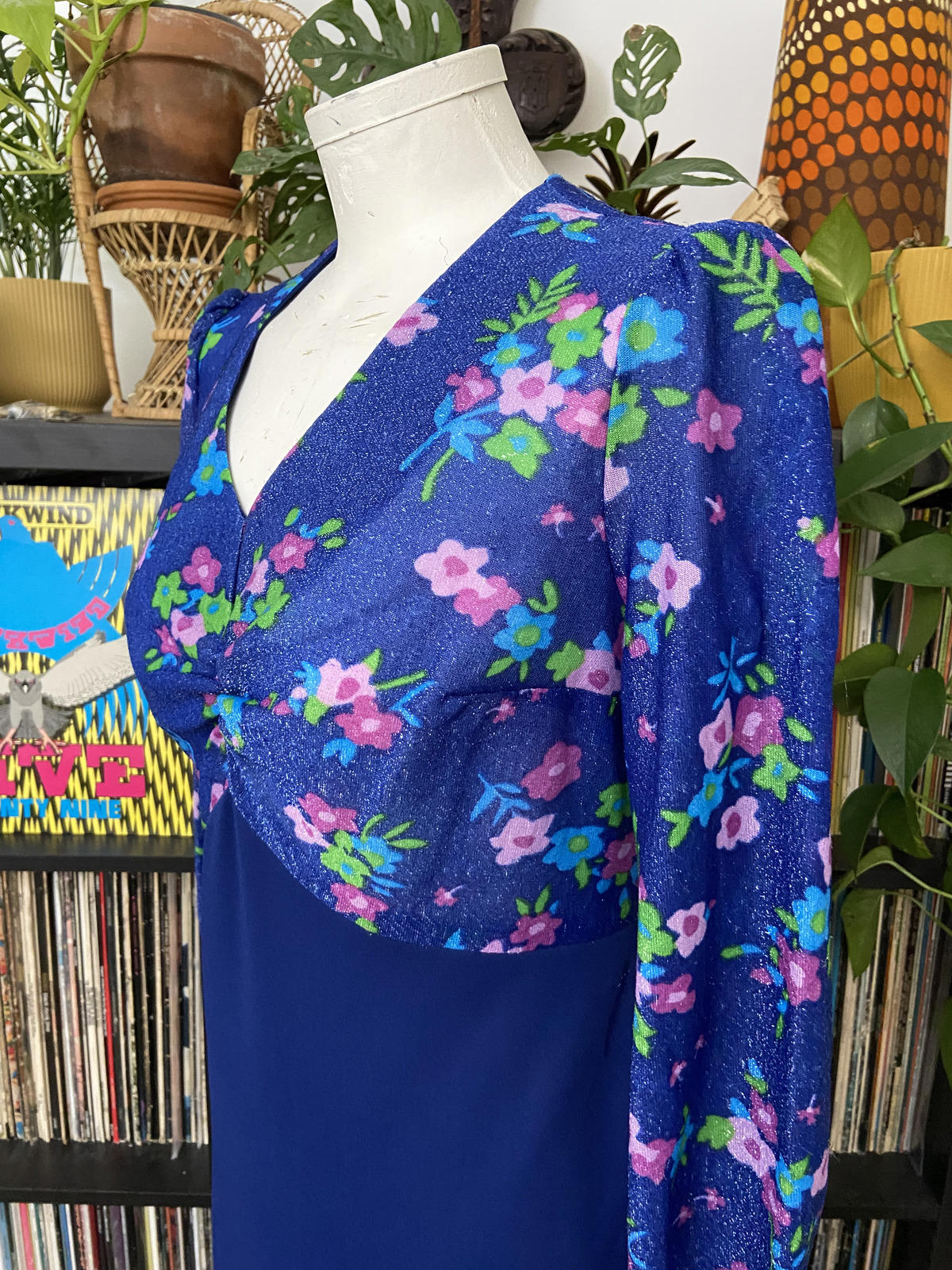 Vintage 1970s Blue Glitter Dress