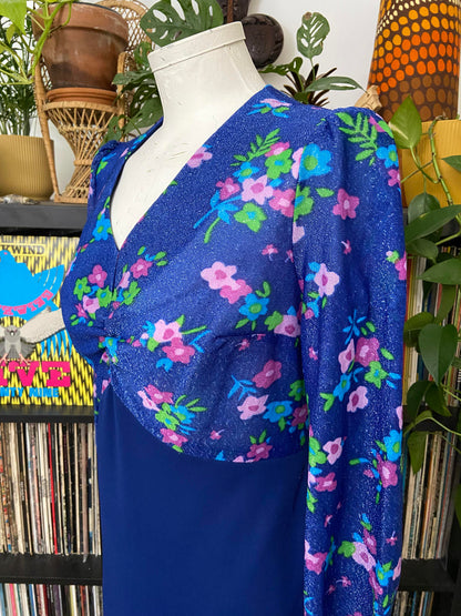Vintage 1970s Blue Glitter Dress