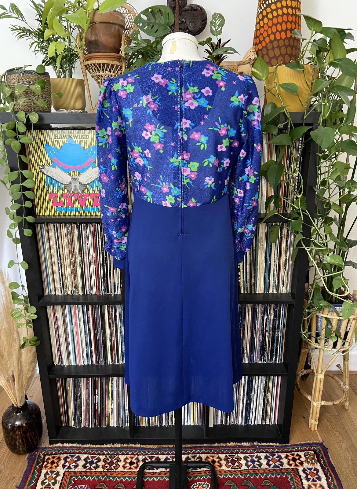 Vintage 1970s Blue Glitter Dress