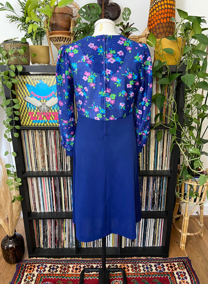Vintage 1970s Blue Glitter Dress