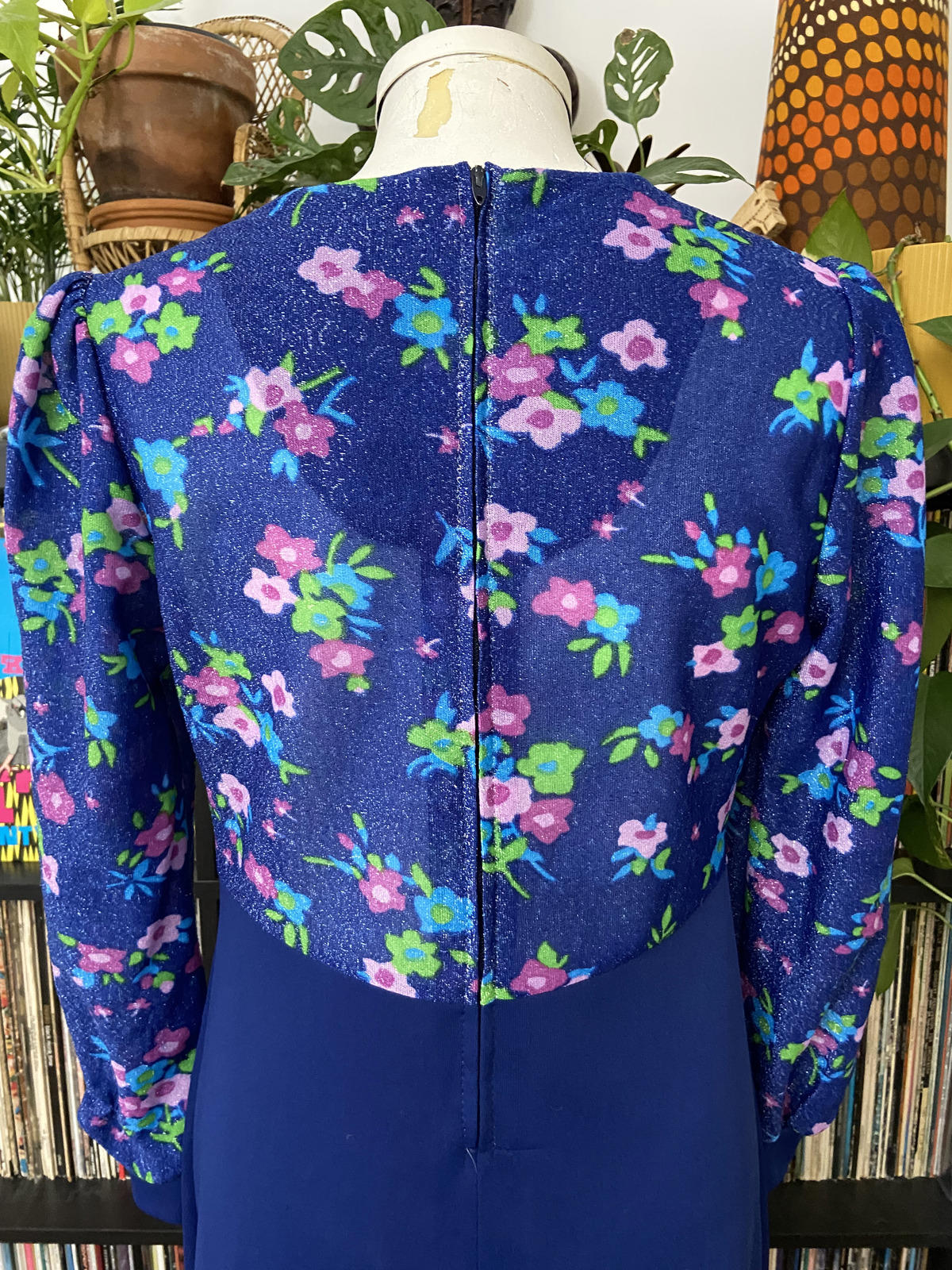 Vintage 1970s Blue Glitter Dress