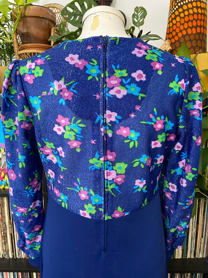 Vintage 1970s Blue Glitter Dress