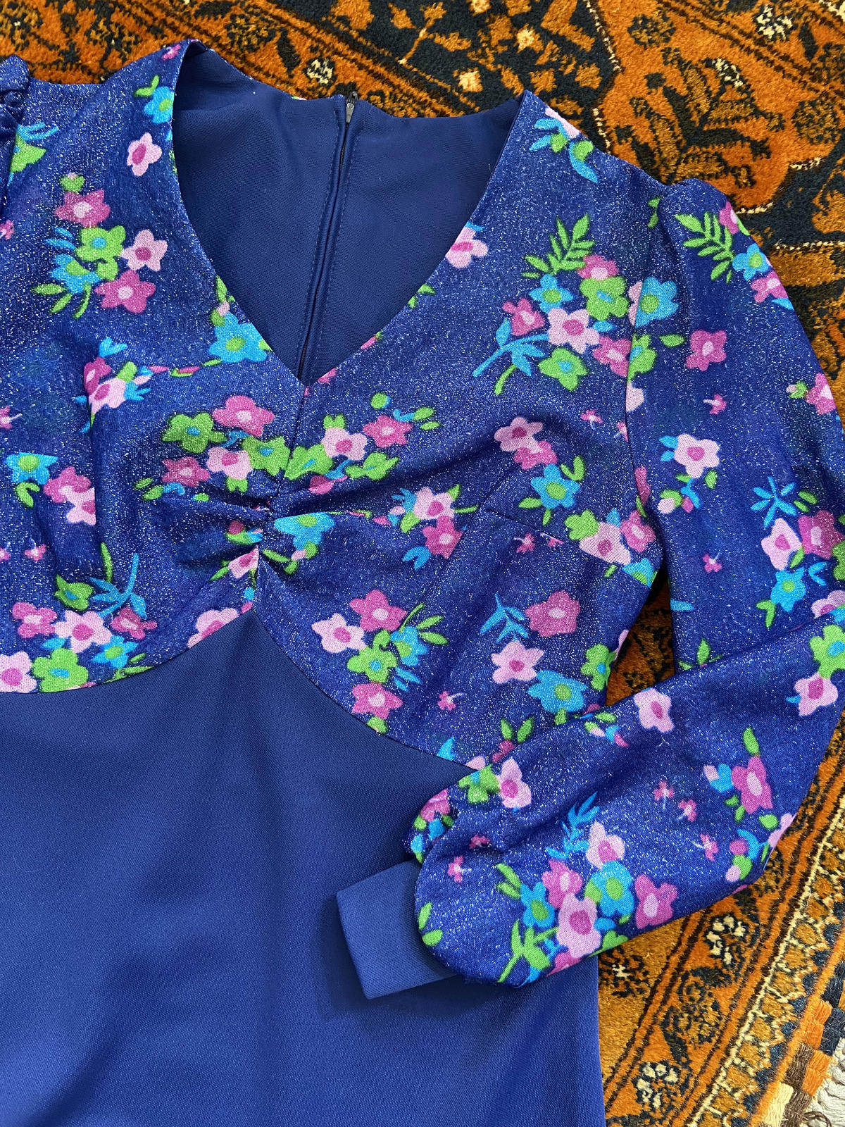Vintage 1970s Blue Glitter Dress