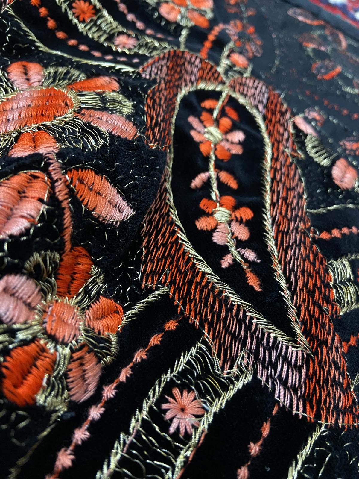 Vintage 1960s Embroidered Velvet Maxi Dress