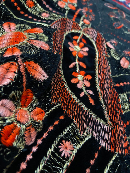 Vintage 1960s Embroidered Velvet Maxi Dress