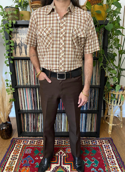 Vintage 1970s Men’s Short-Sleeved Checked Shirt