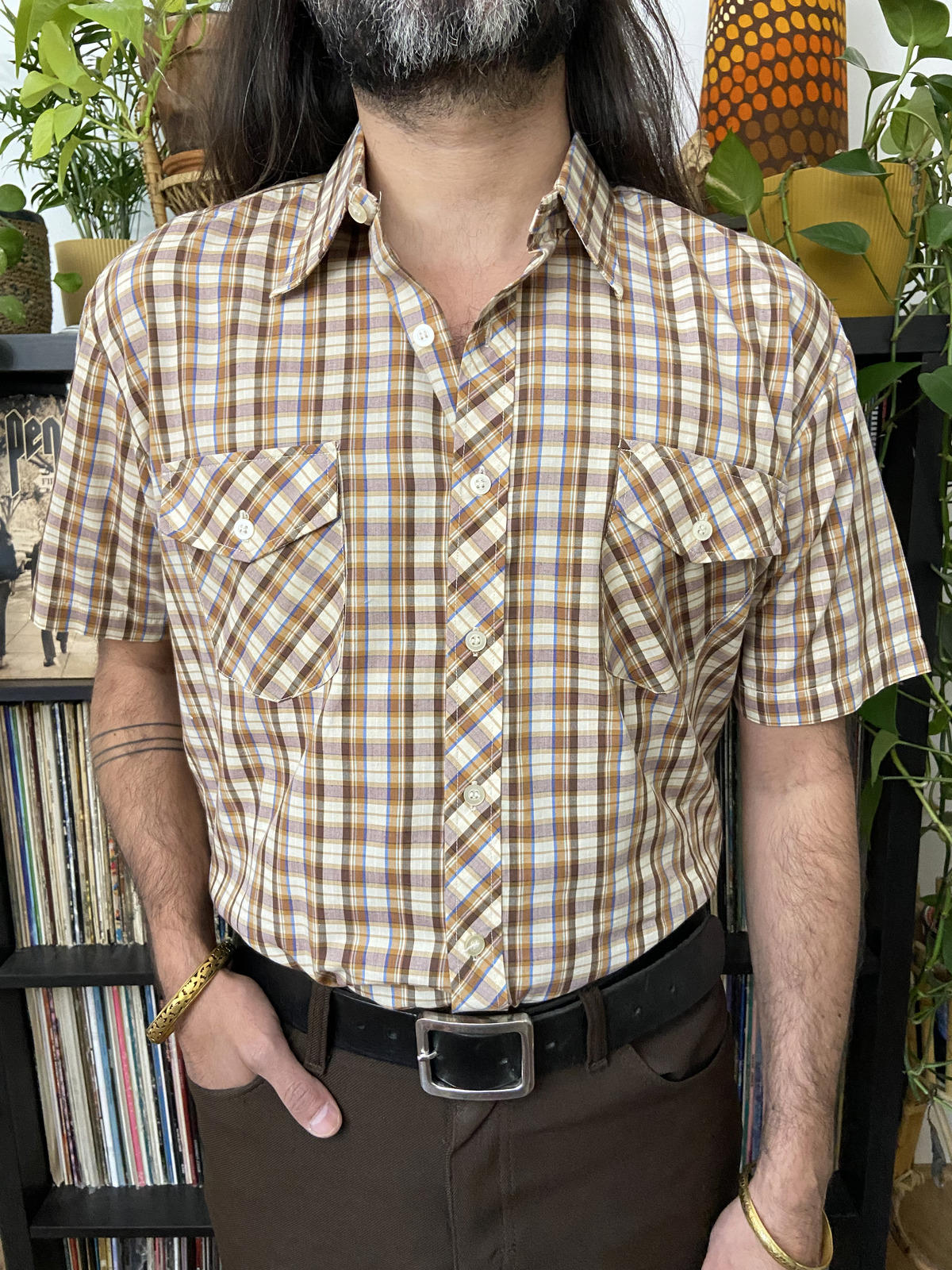 Vintage 1970s Men’s Short-Sleeved Checked Shirt