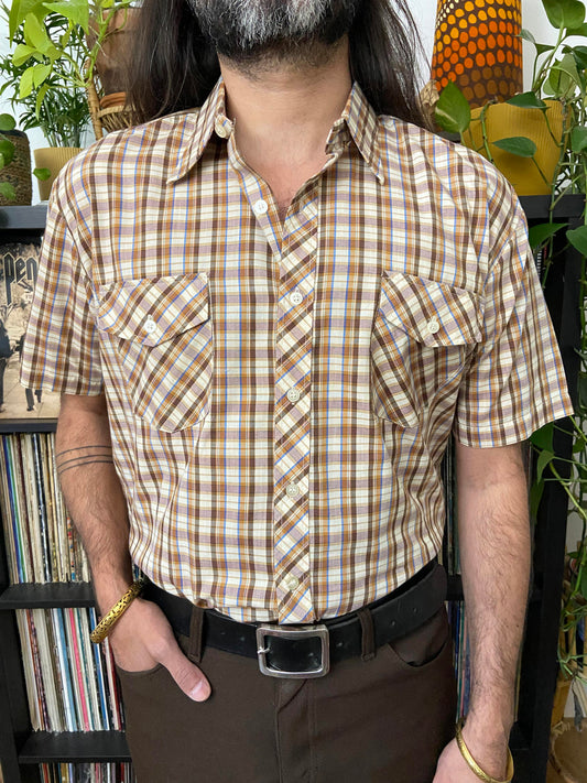 Vintage 1970s Men’s Short-Sleeved Checked Shirt