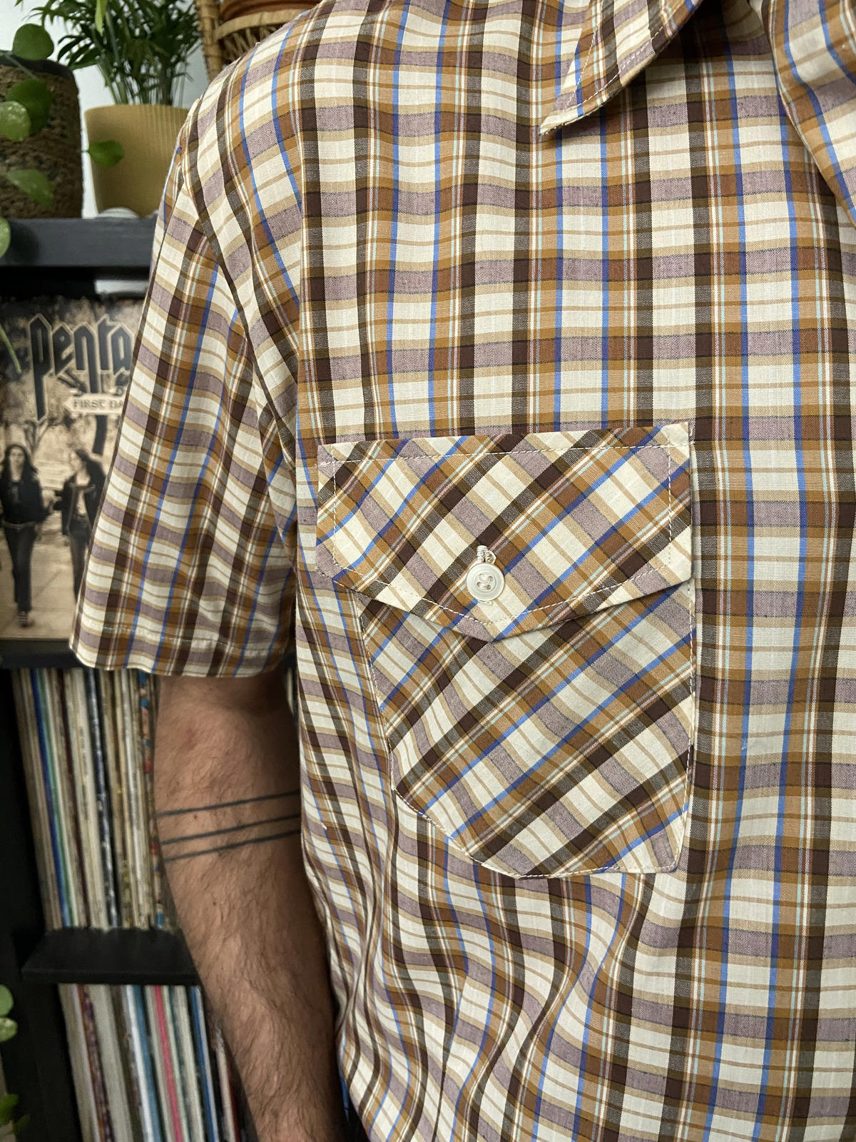 Vintage 1970s Men’s Short-Sleeved Checked Shirt