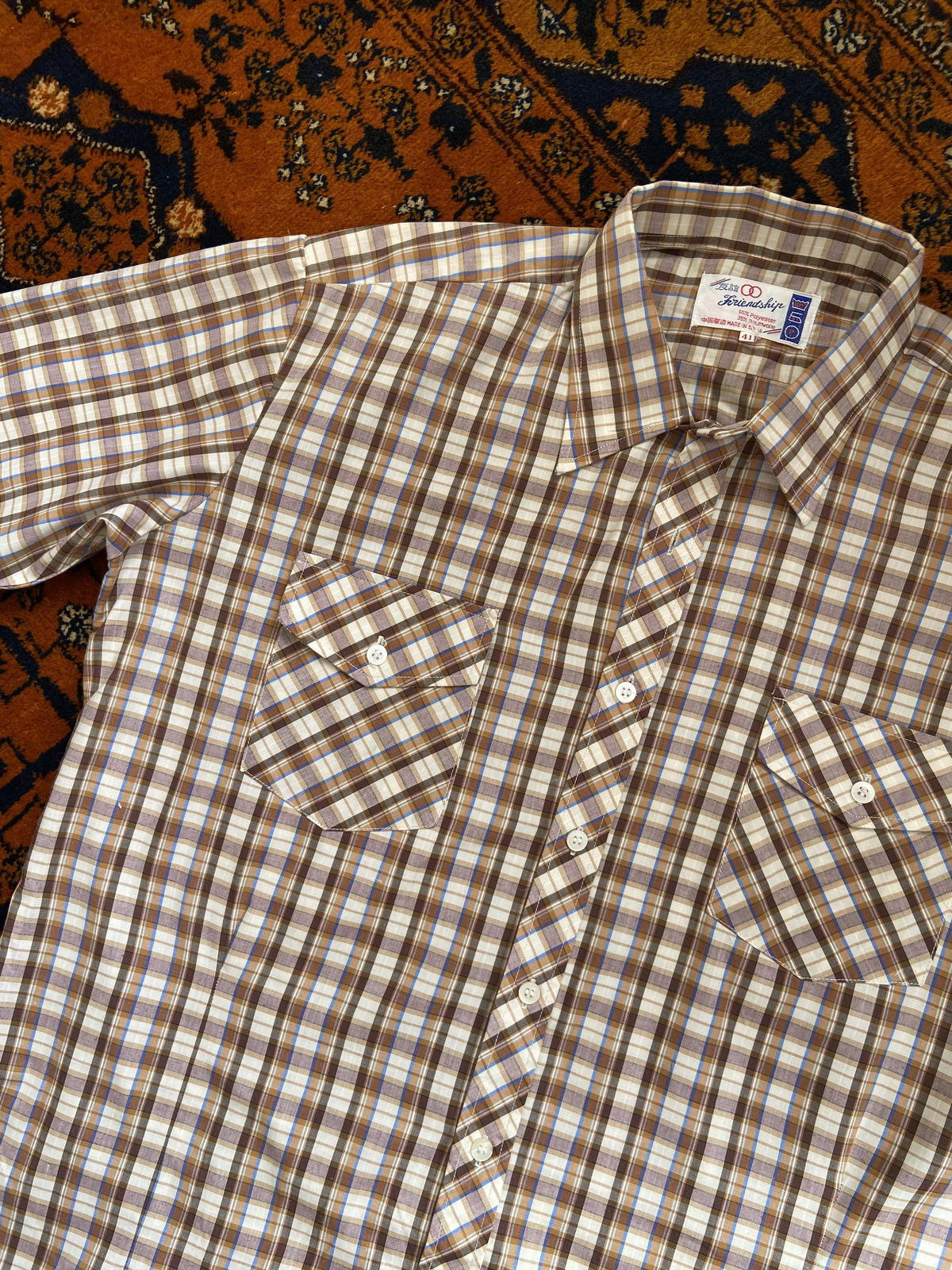 Vintage 1970s Men’s Short-Sleeved Checked Shirt