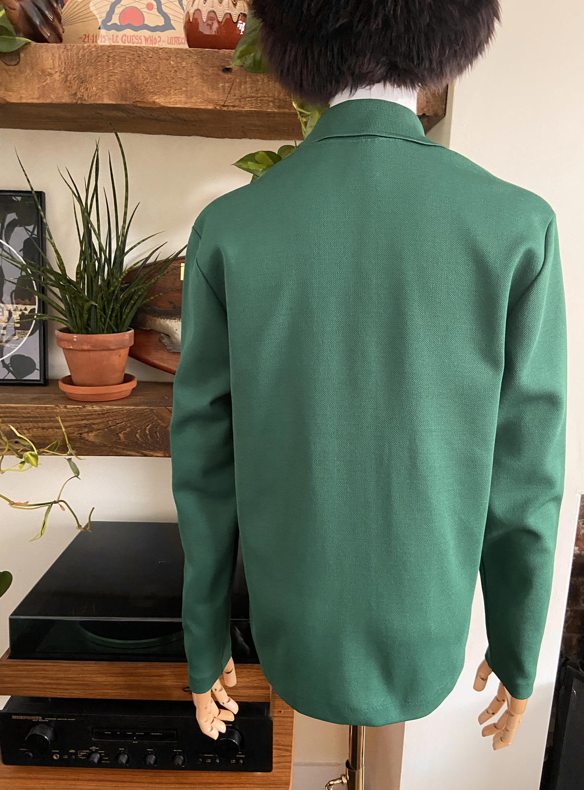 Vintage 1970s Green Crimplene Cardigan