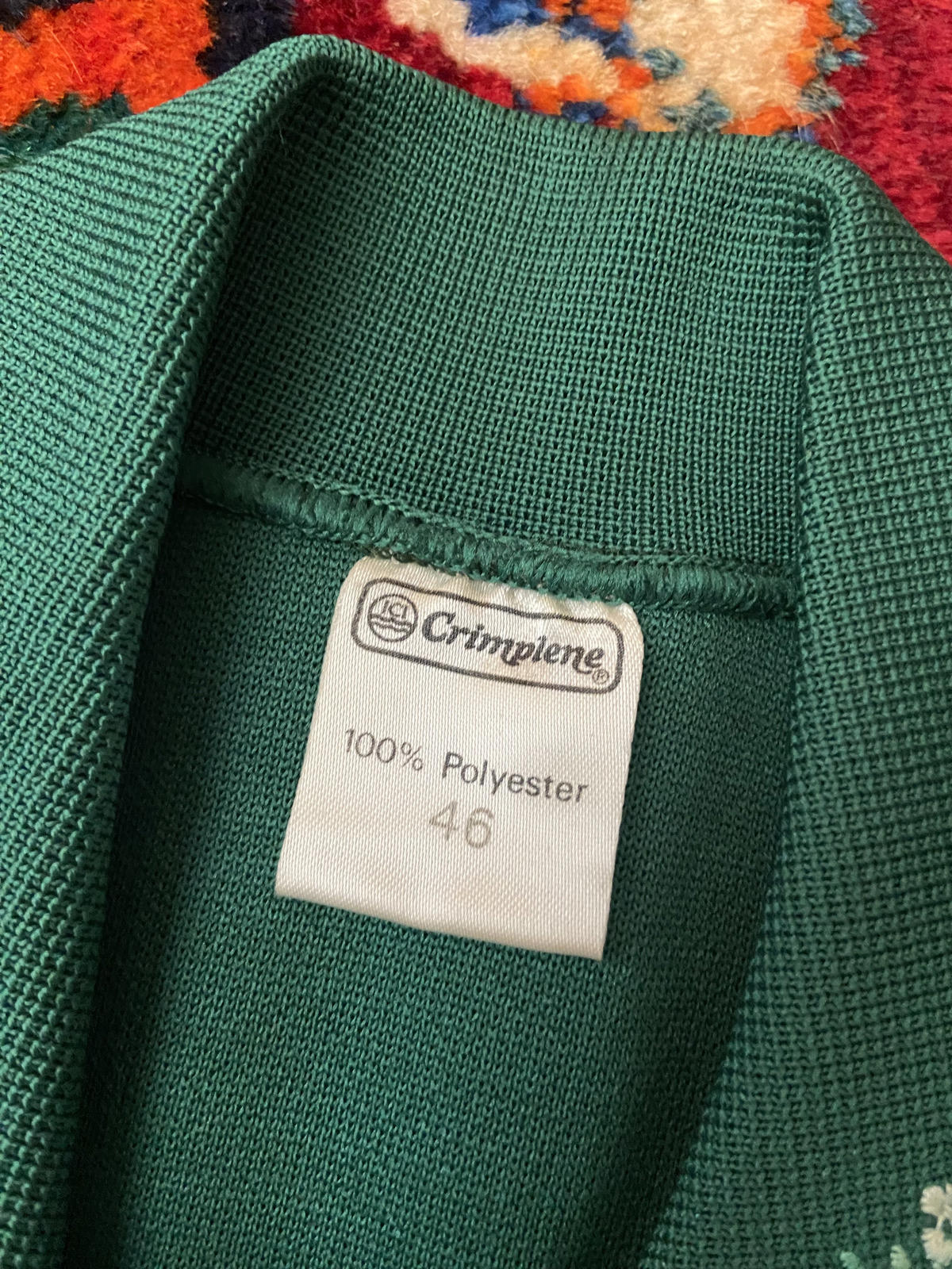 Vintage 1970s Green Crimplene Cardigan