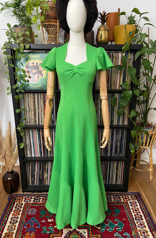 Vintage 1970s Apple Green Maxi Dress