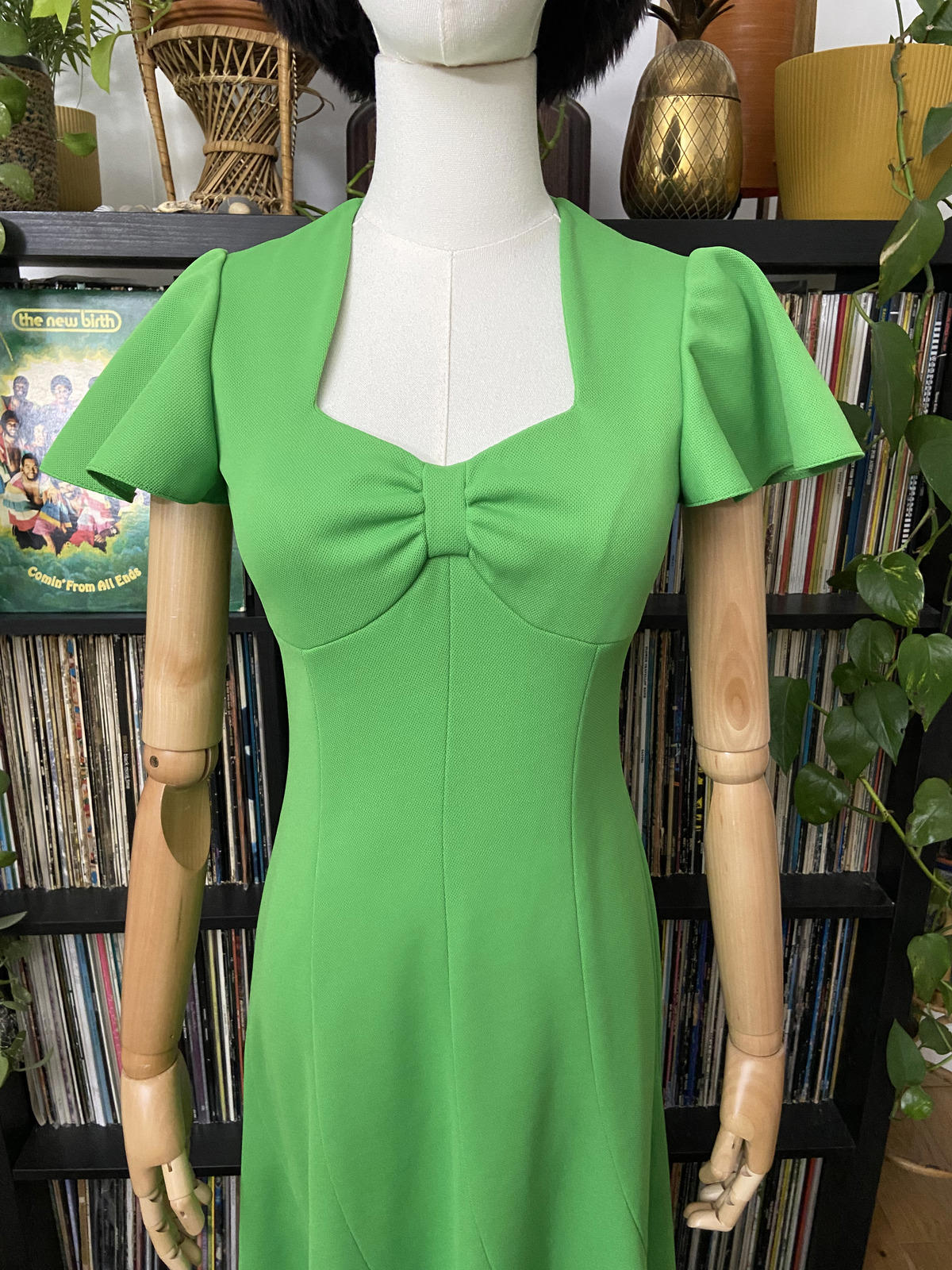Vintage 1970s Apple Green Maxi Dress