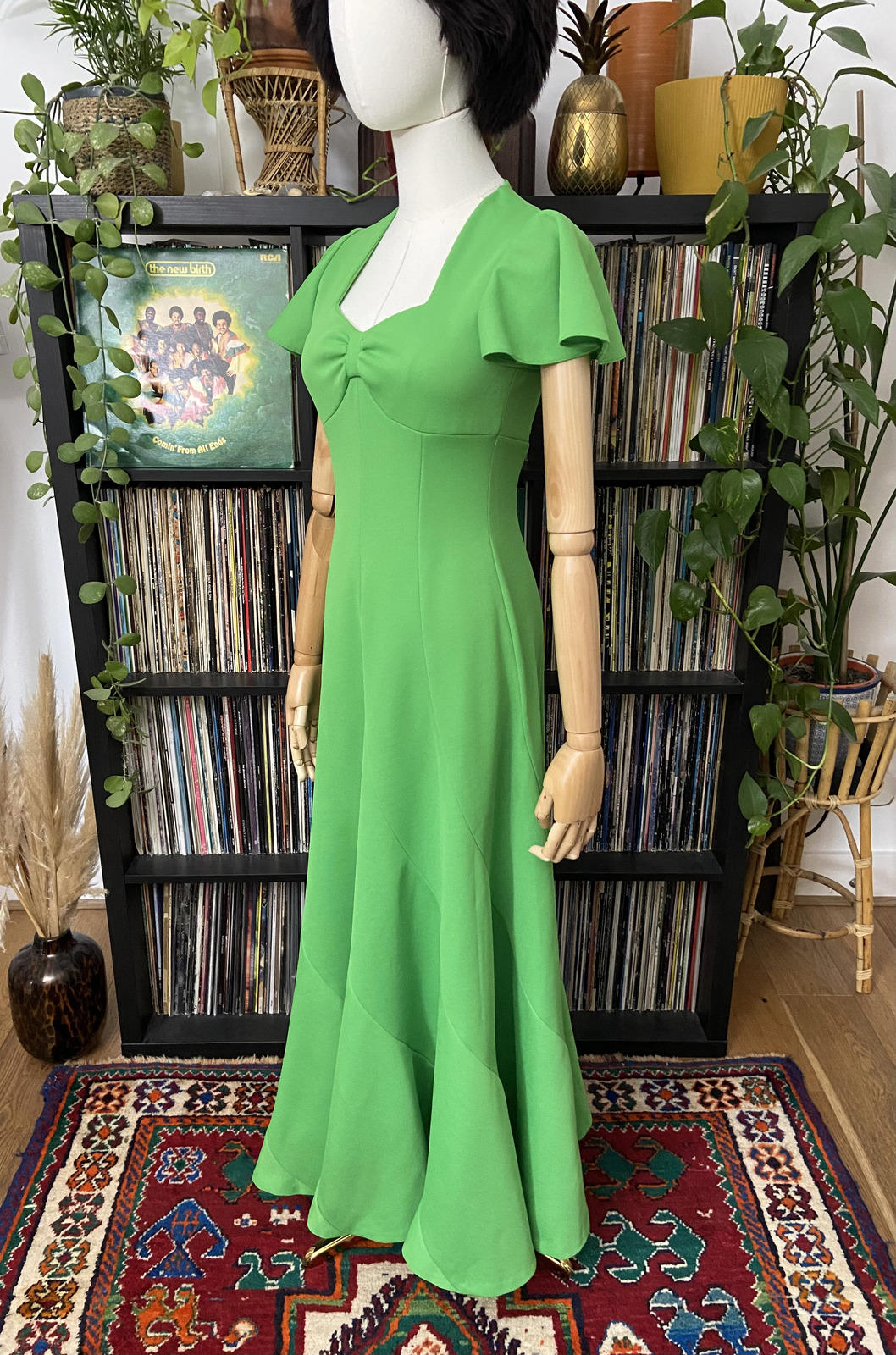 Vintage 1970s Apple Green Maxi Dress