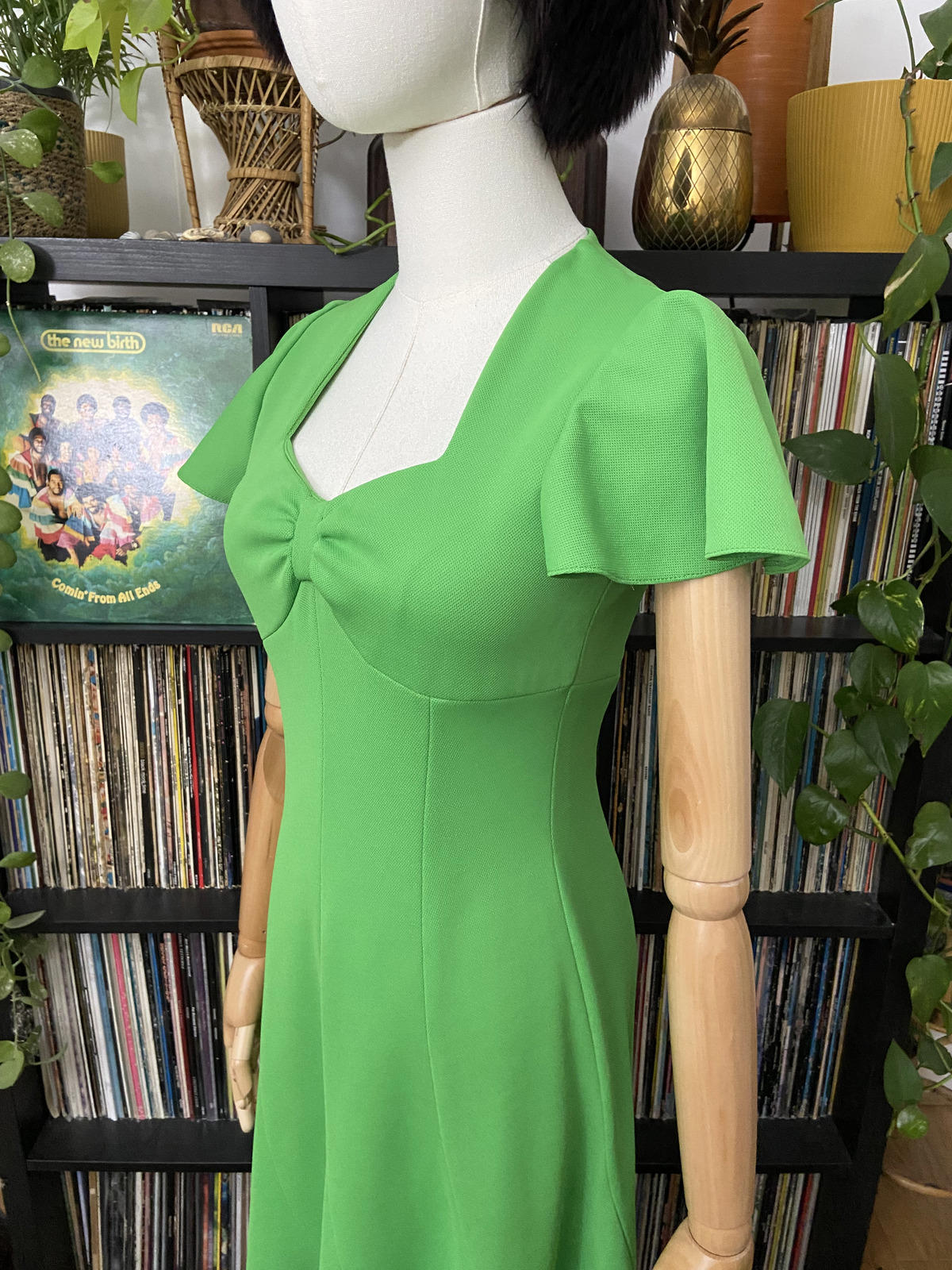 Vintage 1970s Apple Green Maxi Dress