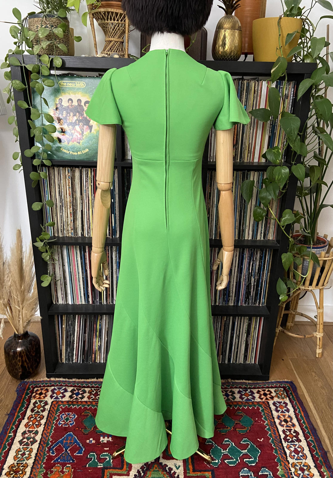 Vintage 1970s Apple Green Maxi Dress