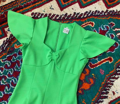 Vintage 1970s Apple Green Maxi Dress