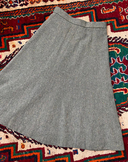 Vintage 1970s Green Tweed A-Line Skirt