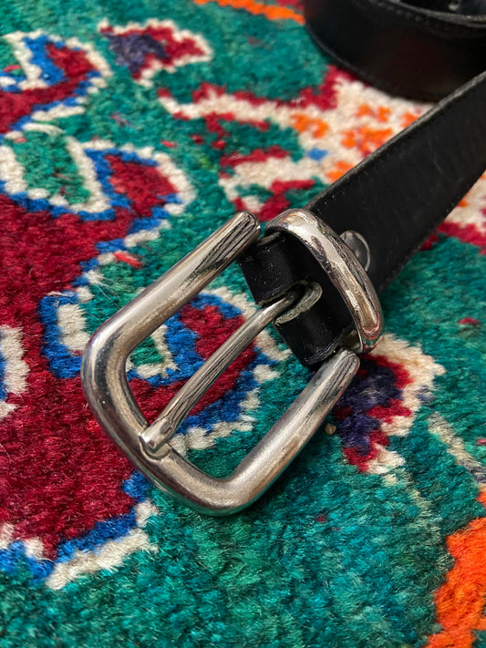 Vintage 1970s Slim Leather Belt With Tailpiece