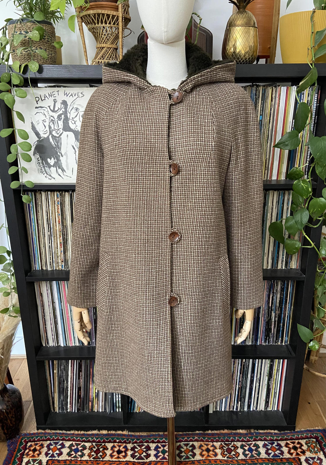 Vintage 1970s Brown Hooded Coat
