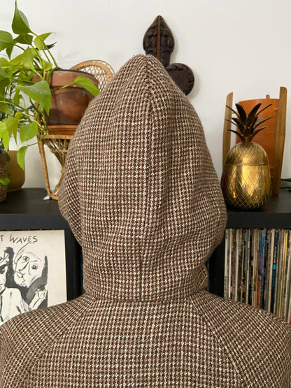 Vintage 1970s Brown Hooded Coat