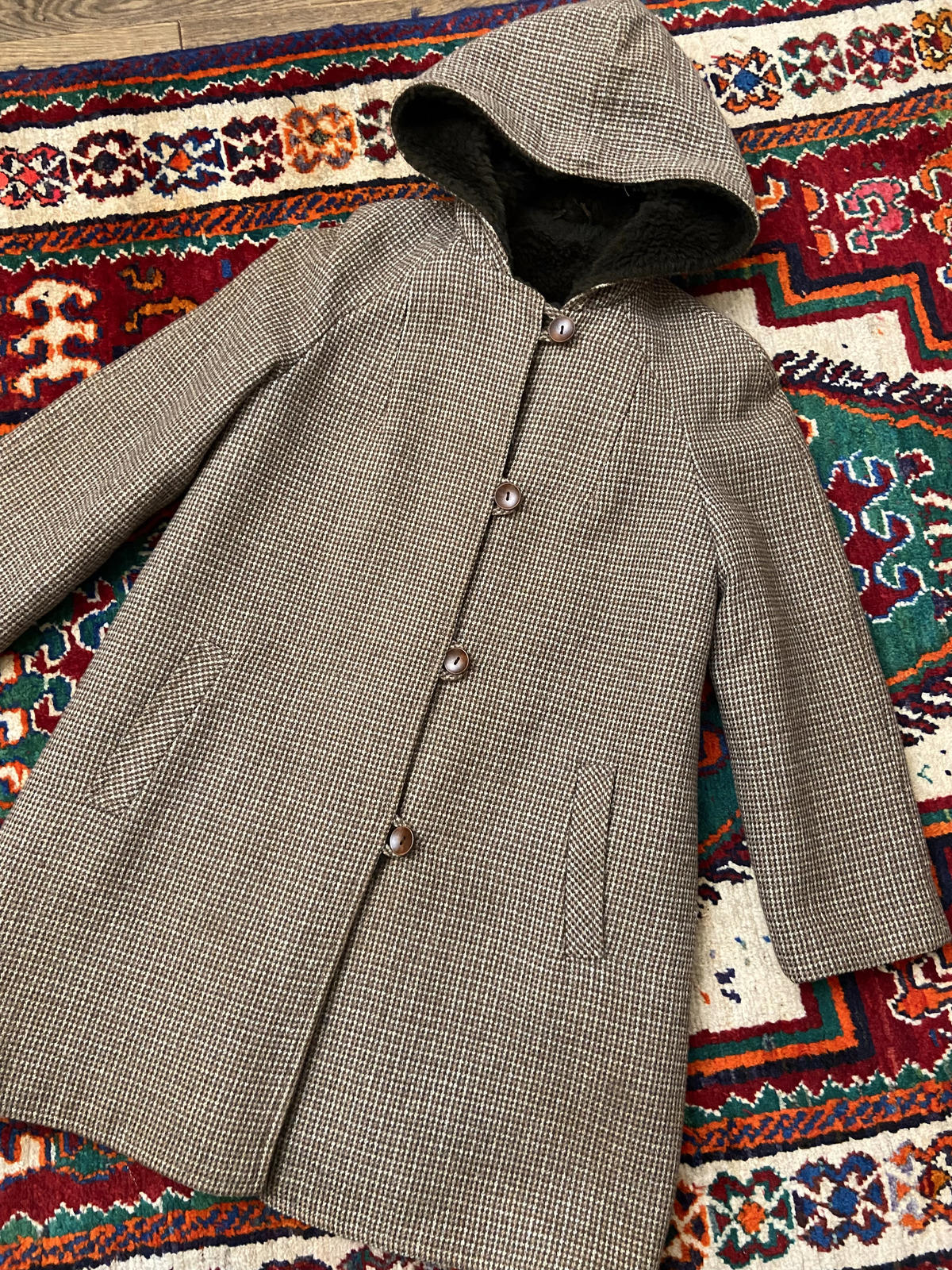 Vintage 1970s Brown Hooded Coat