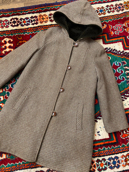 Vintage 1970s Brown Hooded Coat