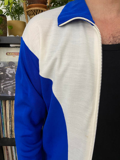Vintage 1980s Blue & White Track Top