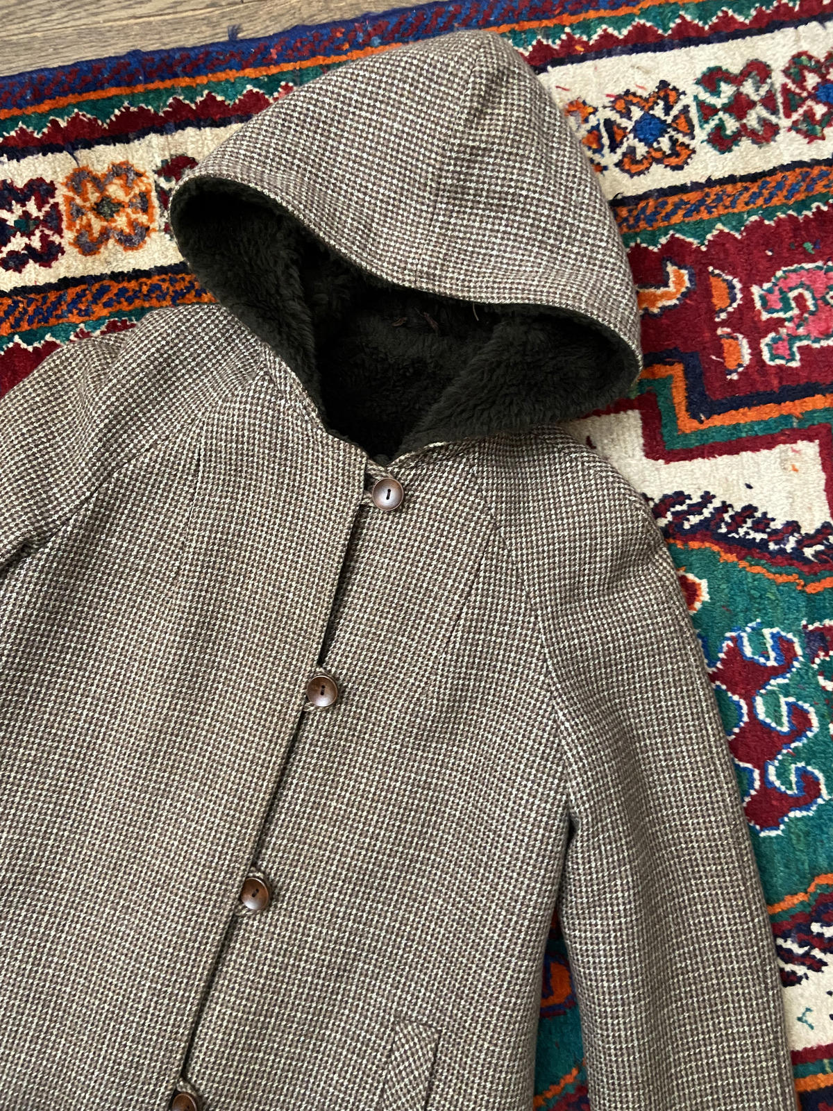 Vintage 1970s Brown Hooded Coat