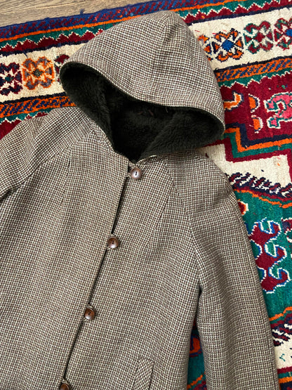 Vintage 1970s Brown Hooded Coat