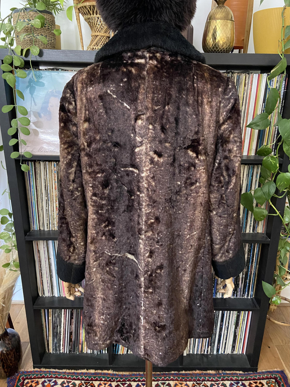 Vintage 1970s Brown Faux Fur Afghan Coat