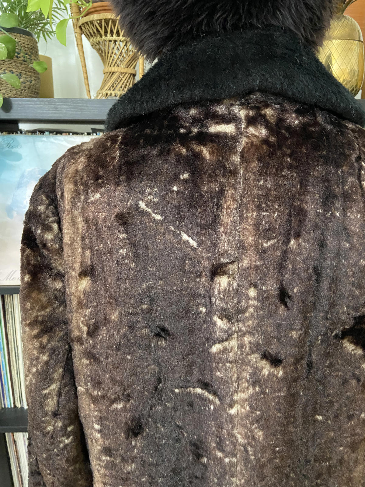 Vintage 1970s Brown Faux Fur Afghan Coat