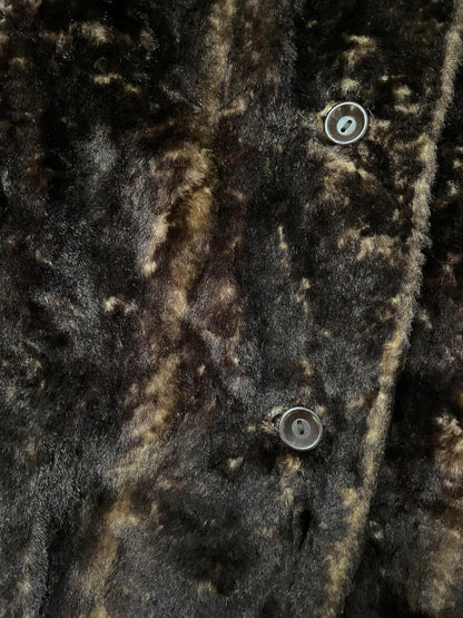 Vintage 1970s Brown Faux Fur Afghan Coat