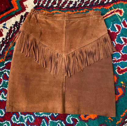 Vintage Brown Western Fringe Skirt