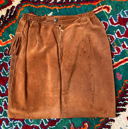 Vintage Brown Western Fringe Skirt
